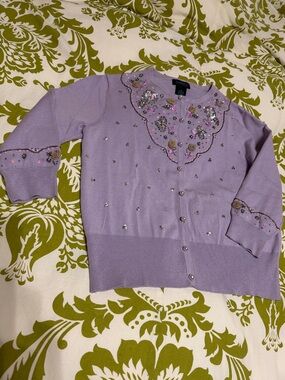 NWT Y2K Vintage Lindsay Lavender Sequin Embellished Cardigan